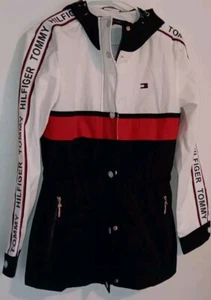 Tommy Hilfiger Jacket Womens Small Petite Windbreaker White Hooded Coat - Picture 1 of 7