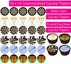 30 DARTS EDIBLE WAFER & ICING CUPCAKES TOPPERS DECOR PARTY SPORT THROW BOARD UK