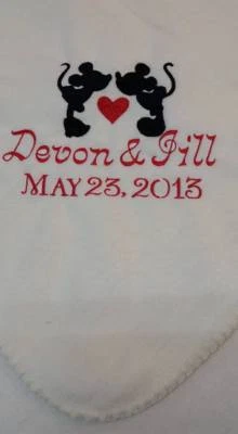 Mickey Minnie heart Disney Bride & Groom Personalized Wedding Embroidered Fleece - Image 1 of 2