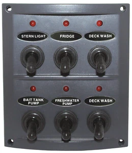 6 Gang Boat Toggle Switch Panel Splash proof With LED Indicators & Fuses - Picture 1 of 1