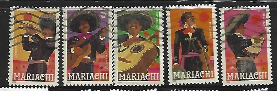 US Sc# 5703-5707 MARIACHI SET of 5 USED OFF PAPER SOUND - Image 1 of 1