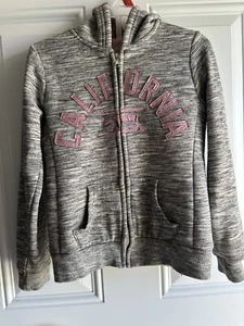 Reflex Kid Girl California Hooded S(7-8) Grey/pink Zip Sweater  Jacket . - Picture 1 of 7