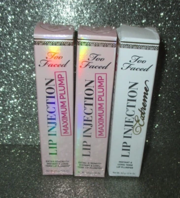 3 x Too Faced Lip Injection Lip Plumper TAMANHO COMPLETO NOVO NA CAIXA - Imagem 1 de 3