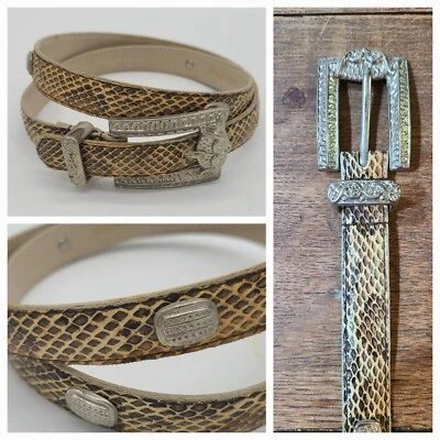 Western Snake Skin Belt Silver Conchos Buckle Sz S - Image 1 of 4