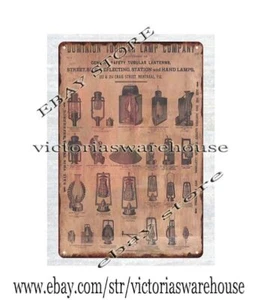 Dominion Tubular Lamp Company lanterns metal tin sign unframed wall hangings - Picture 1 of 4