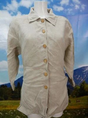 Gr.48 Trachtenbluse beige Bluse Passion Leinen mit tollen Knöpfen TB6412 - Bild 1 von 4