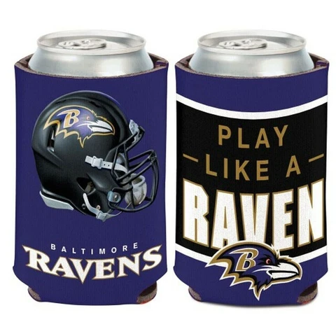 Baltimore Ravens Slogan Design NFL Can Cooler " PLAY LIKE A RAVEN " Cover