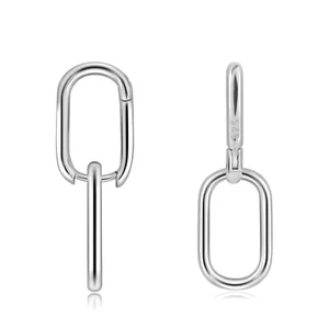 925 Sterling Silver Double Oval Huggie Hoop Earrings for Women Small Silver Hypo - Picture 1 of 12
