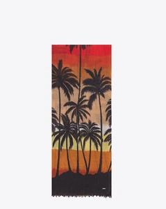 Saint Laurent Palme bedruckter Woll-Etamin-Schal - Neu mit Etikett, UVP £545 - Bild 1 von 12