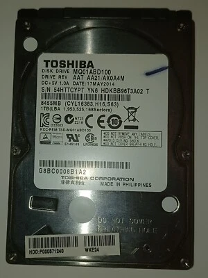 Toshiba MQ01ABD100 1TB SATA III 5400 RPM 2.5" Internal HDD - Image 1 of 4