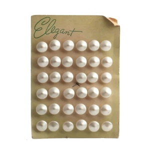 Card (36) Czech vintage "Elegant" cone pearl glass buttons 13mm - Picture 1 of 2