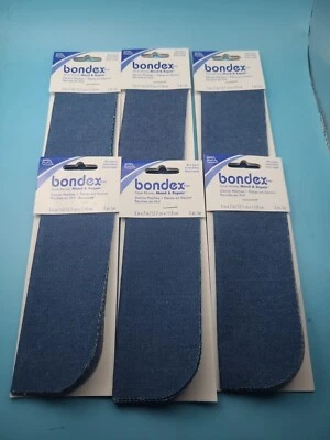 6 Sets of 2 BONDEX Denim Patches Iron On 5x7 WORN DENIM Repair Patches - Image 1 of 4