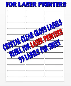 1 PAGE (33) CLEAR REFILL LABELS FOR ABC NAME BADGE KITS FOR LASER PRINTERS - Picture 1 of 3
