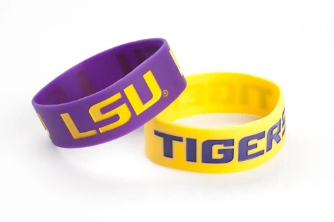 LSU Tigers Silicone Bracelets 2 Pack Wide [NEW] NCAA Jewelry Bracelet Cover