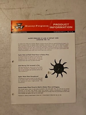 Vintage 1961 MASSEY FERGUSON 22 & 24 Rotary Hoes Product Information - Image 1 of 3