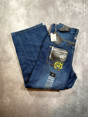 Pantalones de mezclilla Roca Wear talla 10 lavado oscuro con bordado grande holgados nuevos con etiquetas Foto 1 de 4