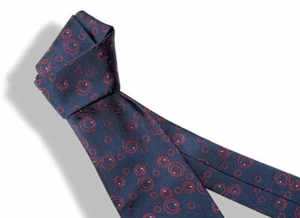 Hermes Navy Red White Circles Heavy Silk Tie, New! - Picture 1 of 7