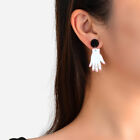 Personality Punk Acrylic White Resin Hand Dangle Statement Lightweight Earrings