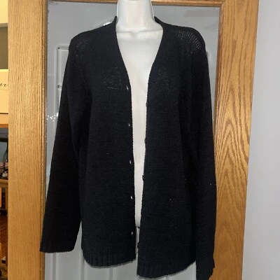 Josephine Chaus CÁRDIGAN PUNTO NEGRO BOTÓN delantero CUELLO EN V SUÉTER Grande Foto 1 de 4