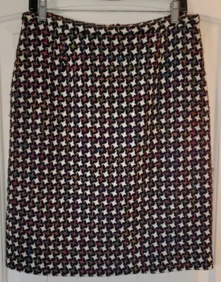 L@@K! NEIMAN MARCUS эксклюзивный черный многоцветный твид прямой юбка 12 EPOC! - Изображение 1 из 4