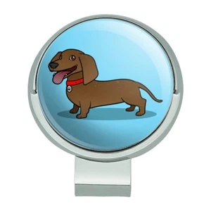 Clip de sombrero de golf Dachshund Wiener de dibujos animados para perro con marcador magnético de bola - Imagen 1 de 6