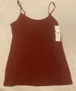 Time And Tru Women's Cami Shirt MED Maroon Adjustable Strap New - Picture 1 of 5
