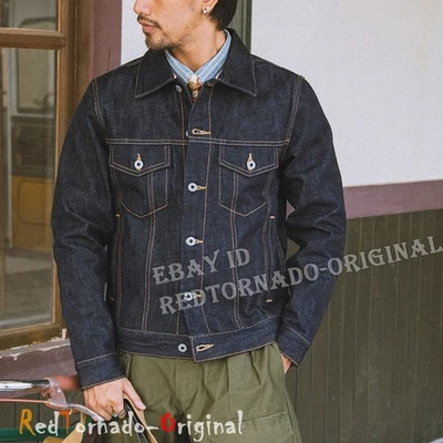 Red Tornado Winter 16oz Classic Trucker Jacket Raw Selvage Denim Outerwear UW - Image 1 of 4