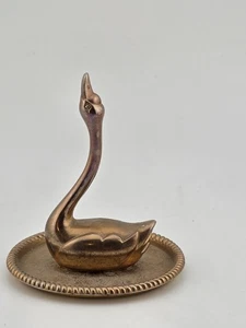 Vintage Gilt Plated Metal Swan Ring Holder Ornate Base - Picture 1 of 6