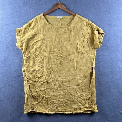 Vestido Eileen Fisher Gaze Shift 2X Amarelo Algodão Orgânico Minimalista Lagenlook - Imagem 1 de 4