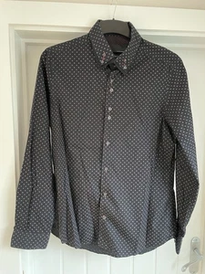 Mens Slim Fit Cotton Shirt Dark Patterned Large Long Sleeve - Picture 1 of 6