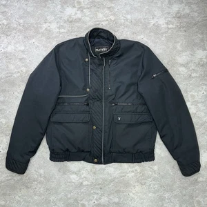 Vintage 90s Playboy Bomber Jacket Black Nylon Quilted Moto Style Made in Korea M - Picture 1 of 10