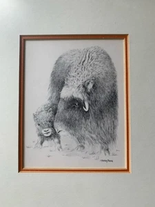 9x10 Framed Musk Ox By American Born Artist J Sharkey Thomas Perfect for Cabin - Picture 1 of 6