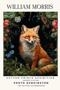 William Morris Vintage Fox Cotton Prints Exhibition Floral Wall Art Poster - Picture 1 of 6