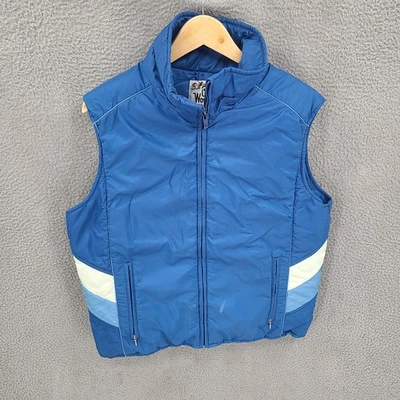 Винтажный шерстяной жилет мужской большой синий вниз на молнии 80-х пуховик - Изображение 1 из 4