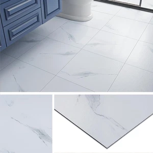 Pavimento PVC Adesivo Effetto Marmo Bianco Piastrelle Adesive Pavimento Bagno Cu - Foto 1 di 12