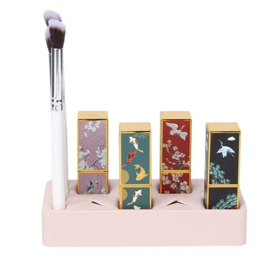 12 Slot Porta Rossetti Organizer Silicone Trucco Cosmetici Espositore Rosa - Immagine 1 di 4