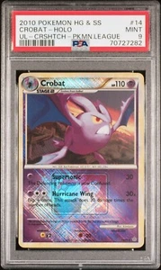 PSA 9 CROBAT 2010 Pokemon Heartgold & Soulsilver Unleashed Crosshatch Holo #14 - Picture 1 of 2