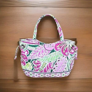 Vera Bradley Retired Pinwheel Pin 8" Small Handbag Floral w/Double Stiff Handles - Picture 1 of 6