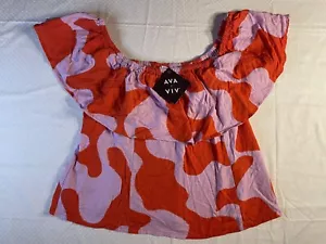 NEW Ava & Viv Women's Sleeveless Smocked Peplum Ruffle Neck Plus Size 1X - Picture 1 of 9