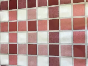 Tovaglia in PVC Vinile Mosaico Rosso Piastrelle Pulizia, Tessuto Fondo Plastica (269) - Foto 1 di 1