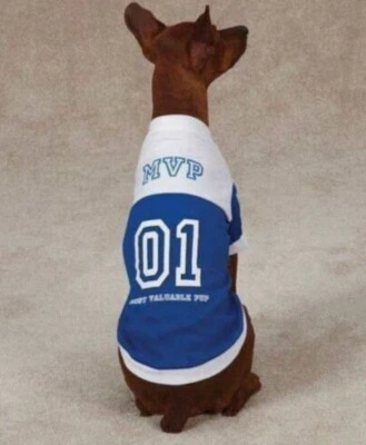 Casual Canine Most Valuable Pup (MVP) Dog Shirt - Small | Blue & White |  - Image 1 of 2