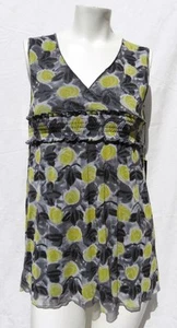 NEW $120 BCBG MAX AZRIA Grey Lemon Drop Nylon Mesh Knit Long Empire Tank Top S - Picture 1 of 5