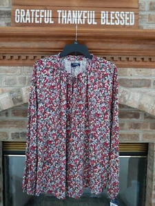 Chaps von Ralph Lauren Gr. Langarmshirt XX-Large rot/blau/creme Blumenmuster neu mit Etikett - Bild 1 von 8