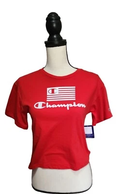 Camiseta Champion Niñas Talla Grande Bandera Roja Boxy Top Nueva con Etiquetas #294 Foto 1 de 4