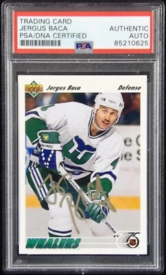Jergus Baca Whalers Signed 1991-92 Upper Deck Card #425 PSA Authenticated - Image 1 of 2