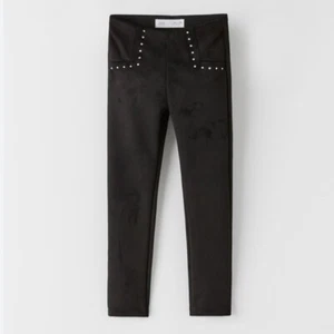 Zara Girls Faux Suede Studded Leggings Black 11-12 - Picture 1 of 7