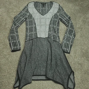 BCBGMAXAZRIA Dress Women Small Gray MONACO Houndstooth Pattern - Picture 1 of 20