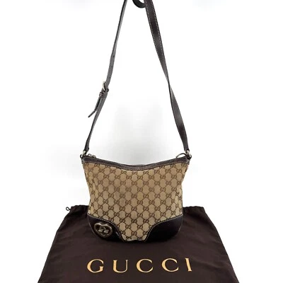 GUCCI Lovely Heart GG Canvas & Leather  Shoulder Bag Crossbody Brown Authentic - Image 1 of 4
