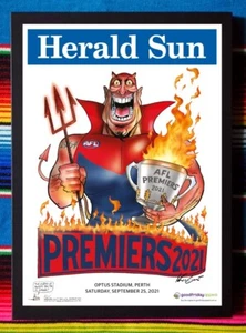 Framed 2021 MELBOURNE DEMONS AFL Premiers Poster - 45cm x 32cm x 3cm Weg - Picture 1 of 3