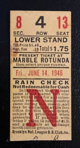 6/14/46 DODGERS/CUBS BRANCH RICKEY TICKET STUB-DONALD TRUMP'S DATE OF BIRTH - Bild 1 von 1